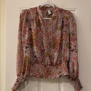 Joie Floral Patterned Front Tie Blouse